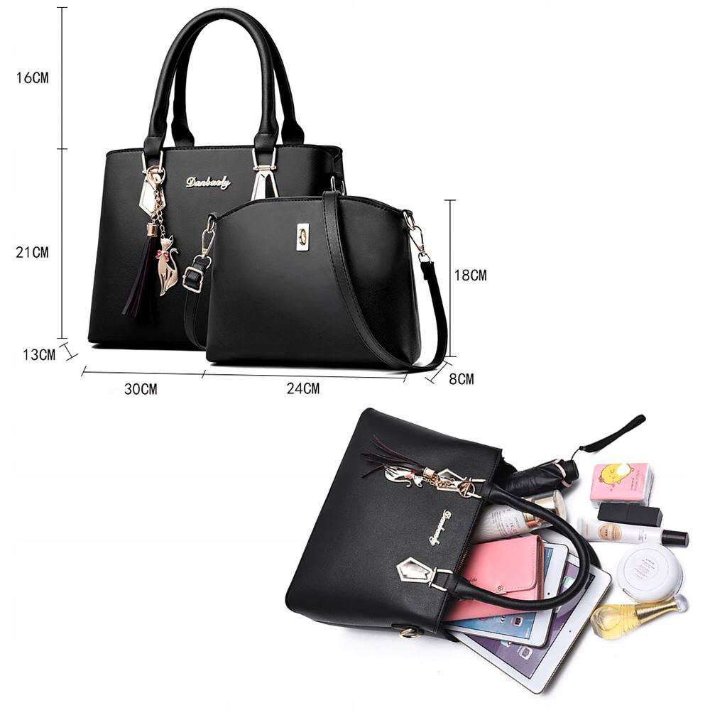 Набір сумок жіночі шкіра 2 шт. Чорний - фото 2 Набір сумок жіночі шкіра 2 шт. Чорний - фото 2