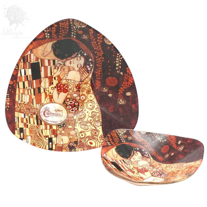 Тарелка стеклянная Саrmani Г. Климт Поцелуй 17х17 см (198-1131)
