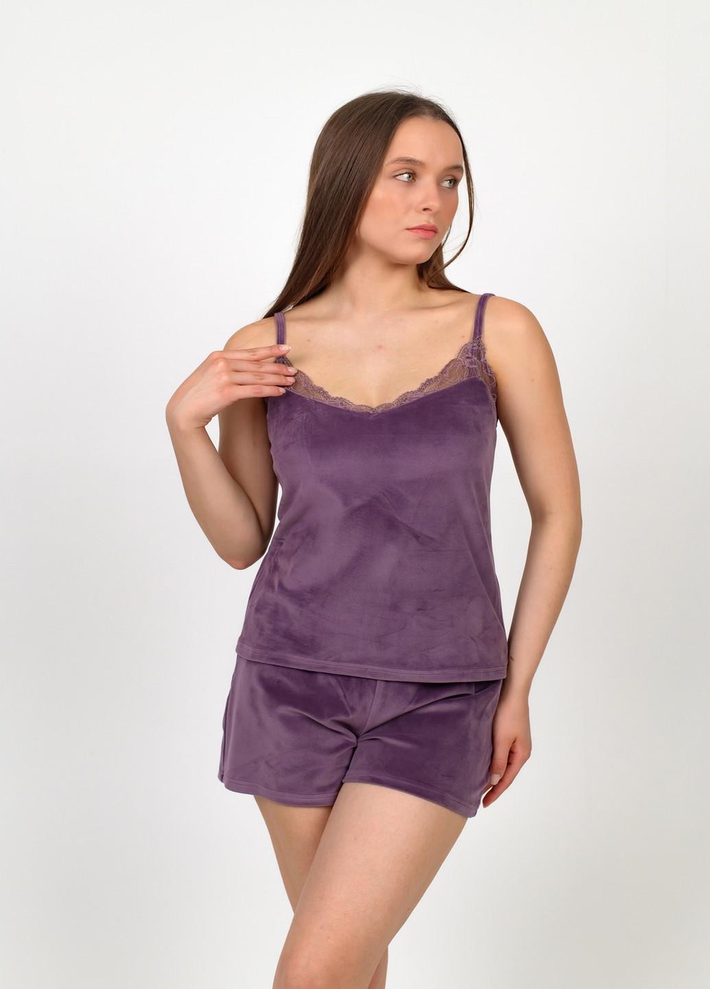 Пижама женская майка и шорты N.EL 1285-53k L с кружевом Лиловый Пижама женская майка и шорты N.EL 1285-53k L с кружевом Лиловый