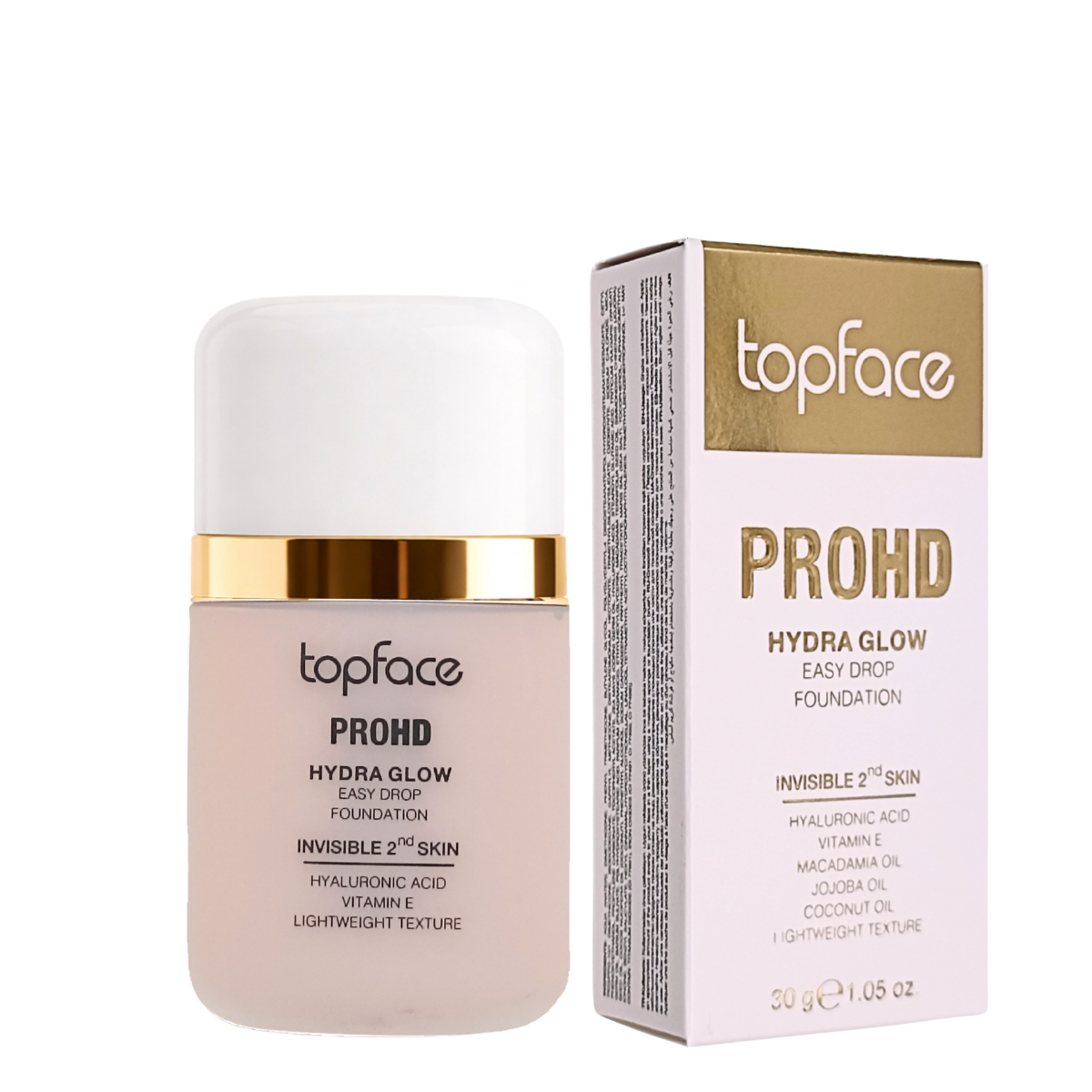Тональна основа рідка Topface PROHD Hydra Glow Easy Drop PT477 04 Sandstone PT477 30 мл Натуральний бежевий