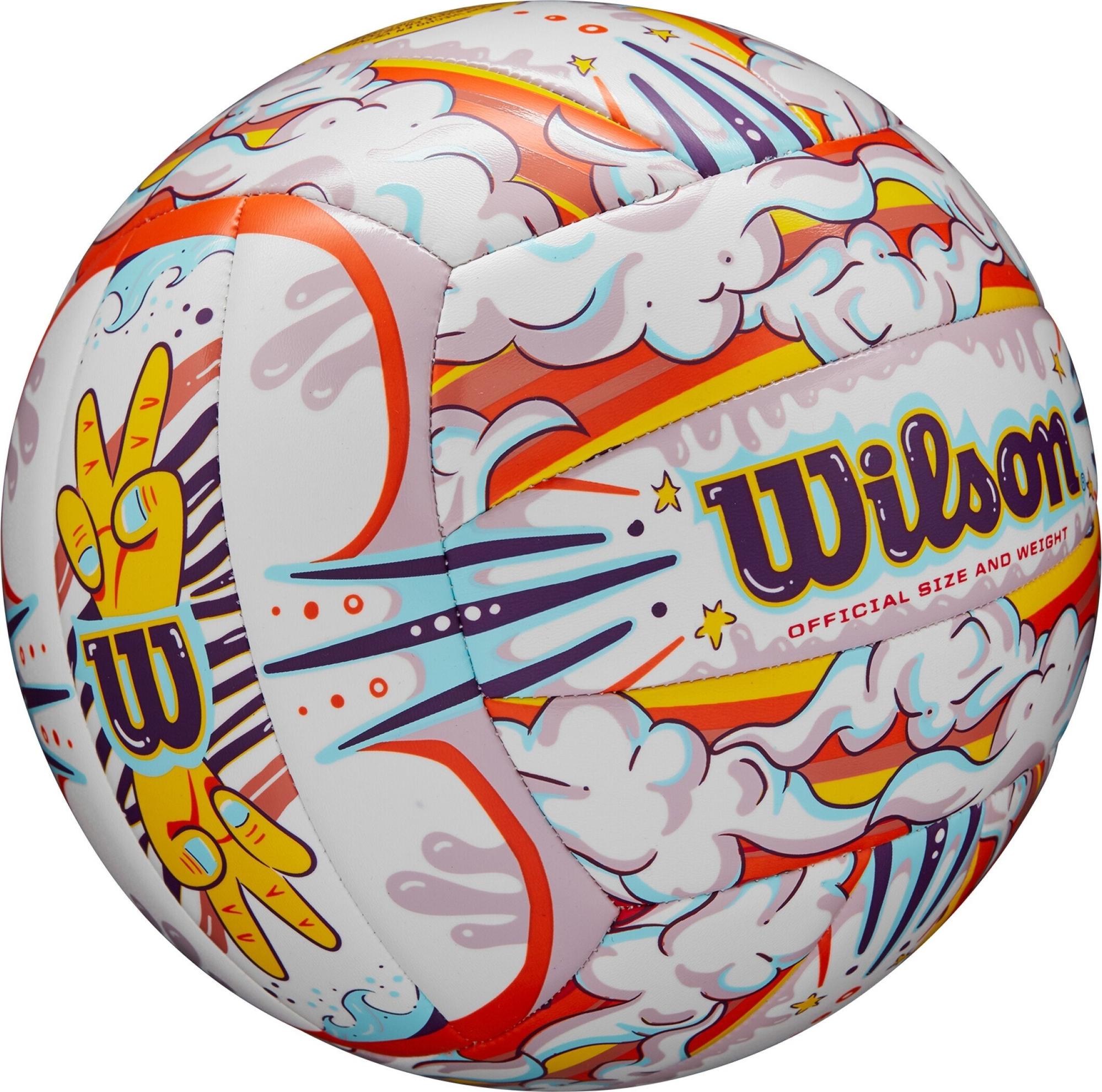 Волейбольний м'яч Wilson GRAFFITI PEACE р. 5 Біло-фіолетовий (WV4006901XBOF) - фото 2