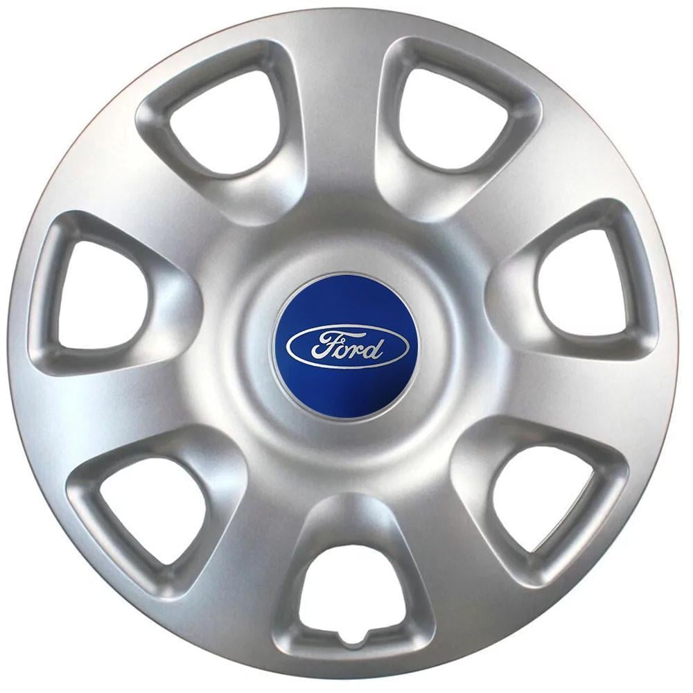 Ковпаки SJS 336 з логотипом Ford R15 4 шт. Сріблястий