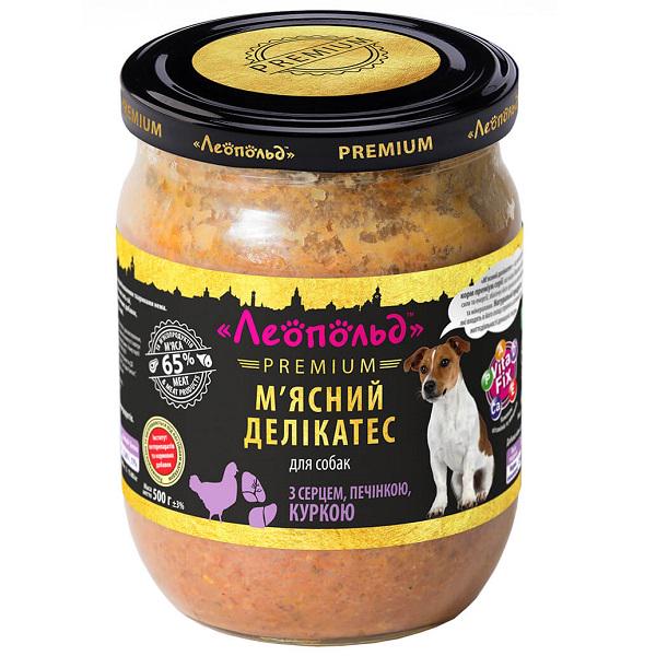 Корм для собак влажный Леопольд Мясные деликатесы с сердцем/печенью/курицей стеклянная банка 500 г 6 шт. (000019399) Корм для собак влажный Леопольд Мясные деликатесы с сердцем/печенью/курицей стеклянная банка 500 г 6 шт. (000019399)
