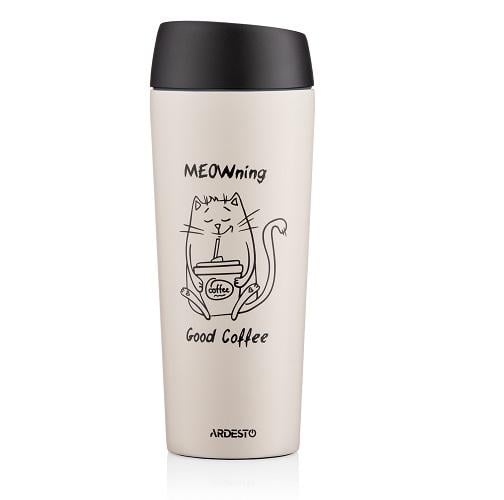 Термокружка Ardesto Coffee Time Meowning AR2645WC 450 мл Бежевый - фото 1 Термокружка Ardesto Coffee Time Meowning AR2645WC 450 мл Бежевый - фото 1