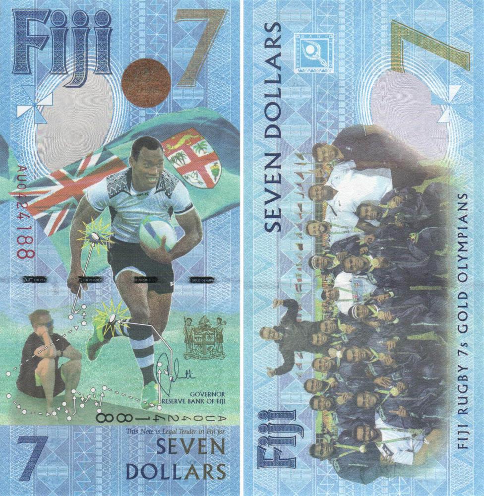 Колекційна банкнота Фіджі 7 доларів 2017 UNC Пам'ятна P120 (Б06249)