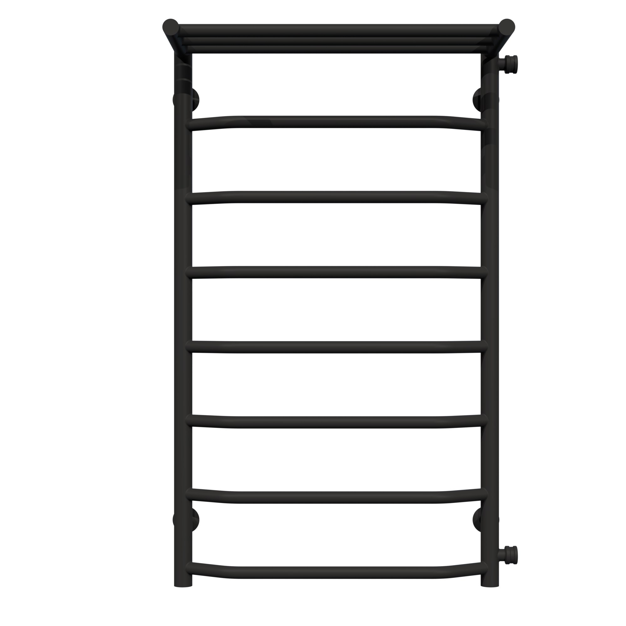 Полотенцесушитель водяной с полкой Deffi Трапеция П8 боковое правое подключение нержавеющая сталь 500х900 мм Черный (C.TP.90.50.8.B.C)