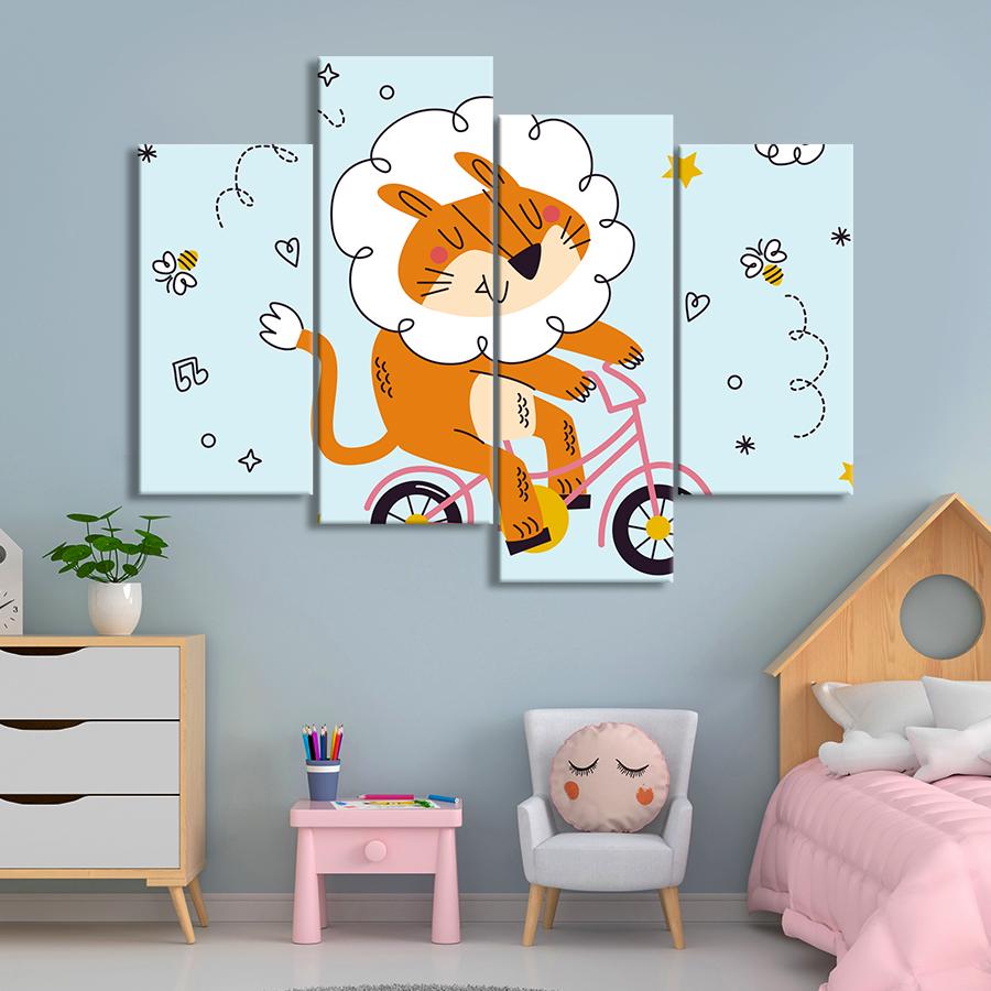 Картина в детскую комнату Детский рисунок Мультяшный лев 149x106 см (A1429-4)