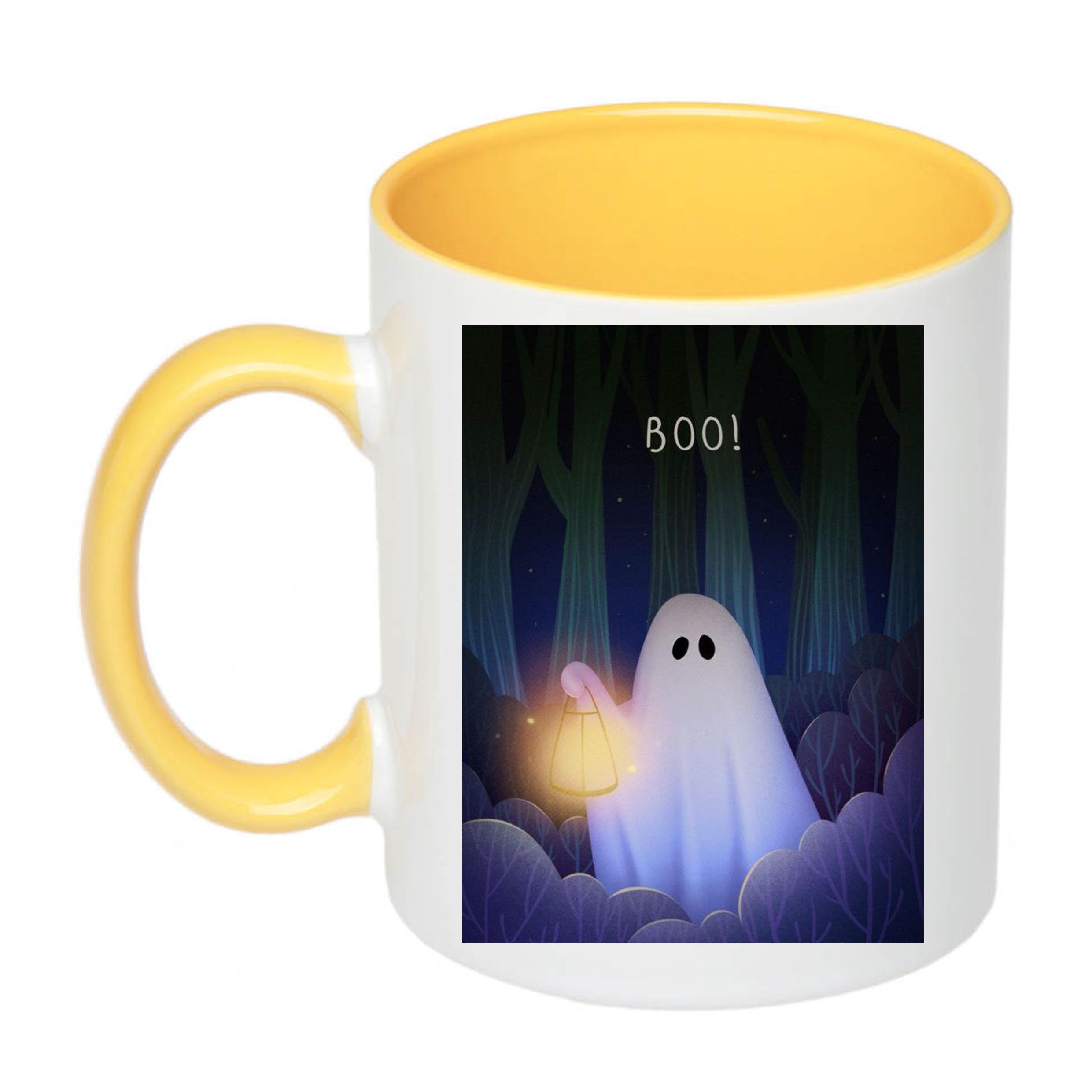 Чашка с печатью Boo! 330 мл Желтый (20836) - фото 1 Чашка с печатью Boo! 330 мл Желтый (20836) - фото 1