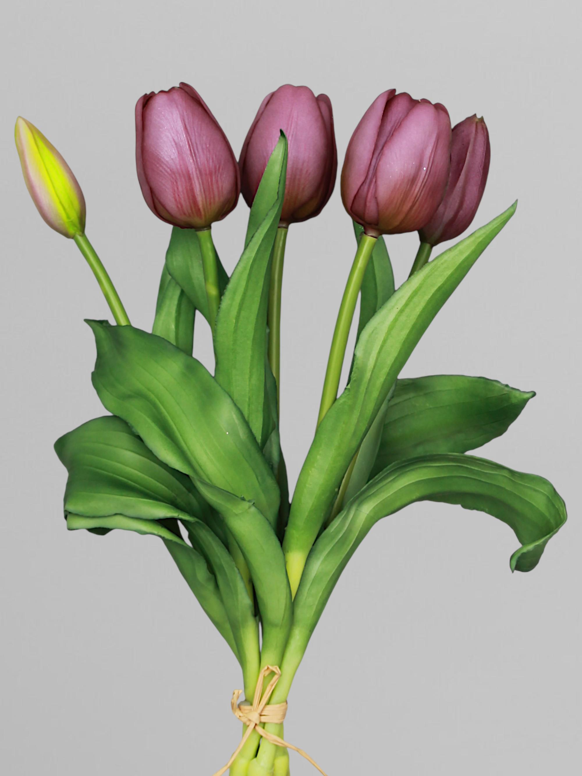 Букет тюльпанов латексных 30 см 5 шт. Фиолетовый (К07086)