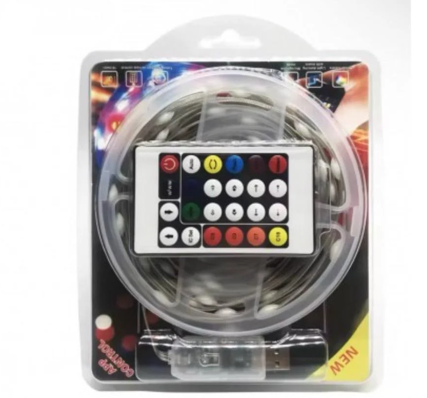 Світлодіодна стрічка вологостійка RGB з пультом 10 м 15V (1916)