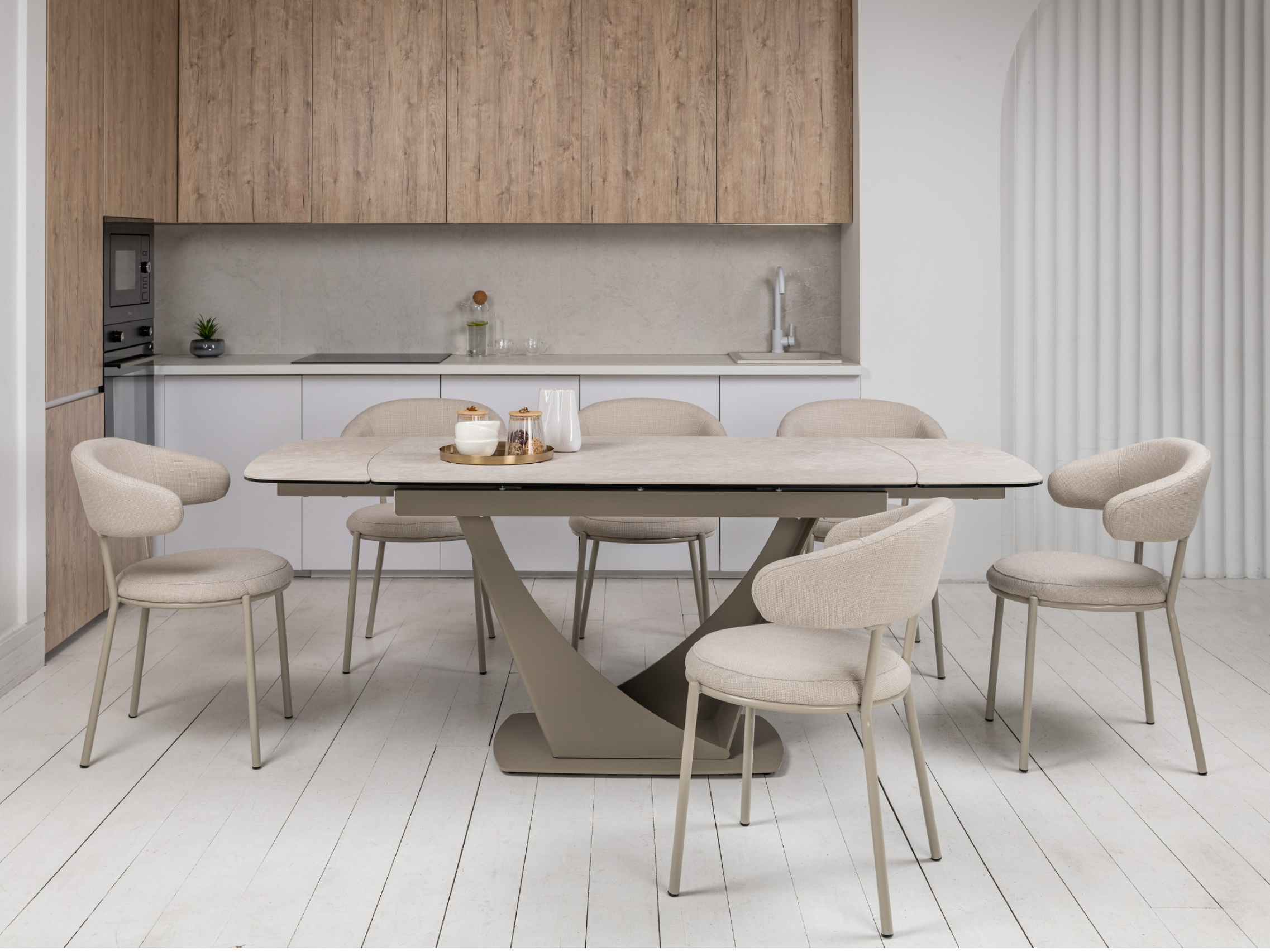 Стіл обідній розсувний Vetro Mebel Еліо 1400- 2000x900x760 мм Сахара/Бежевий (TМL-990) - фото 7 Стіл обідній розсувний Vetro Mebel Еліо 1400- 2000x900x760 мм Сахара/Бежевий (TМL-990) - фото 7