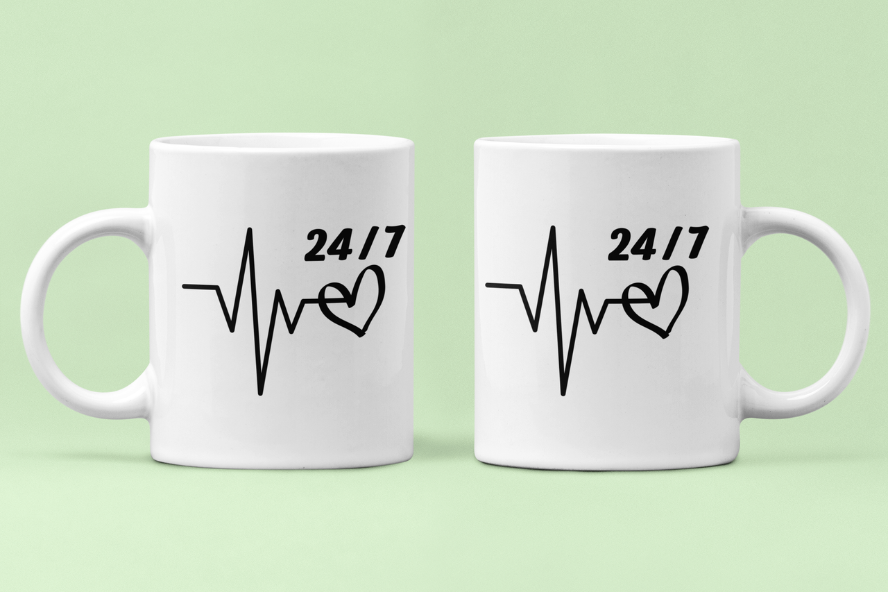 Чашки парные "24/7" для влюбленных 330 мл Белый (ВЛ137Ч)