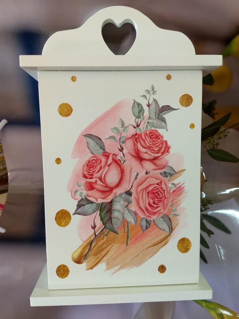 Ключница Keys 0501-004 Роза с дверкой 27,5x16,5 см Белый (100297)