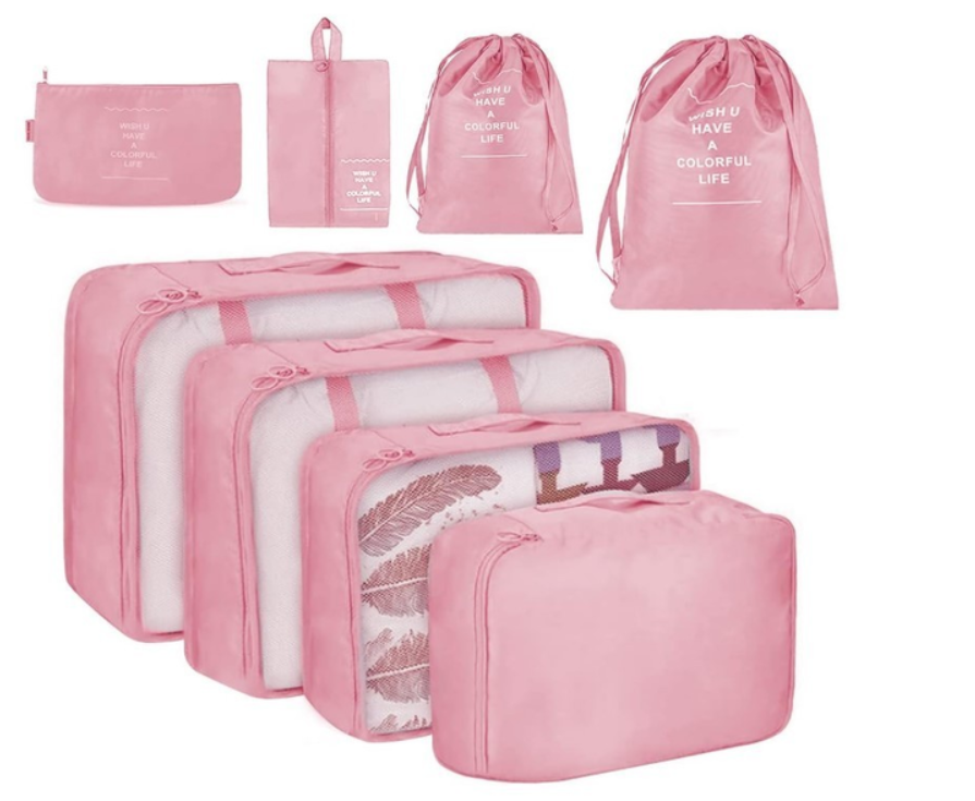 Дорожний набір органайзеров для одягу 8 шт. Розовый (23457647903_280)