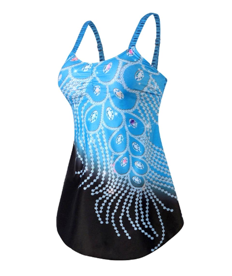 Купальник-платье женское раздельное танкини 4XL Голубой (2331) - фото 2