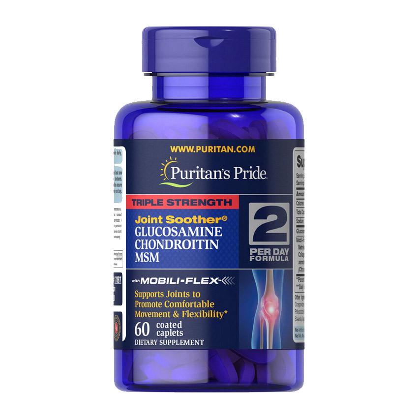 Комплекс для суглобів і зв'язок Puritan's Pride Triple Strength Glucosamine&Chondroitin with MSM 60 капс. (09254-01)