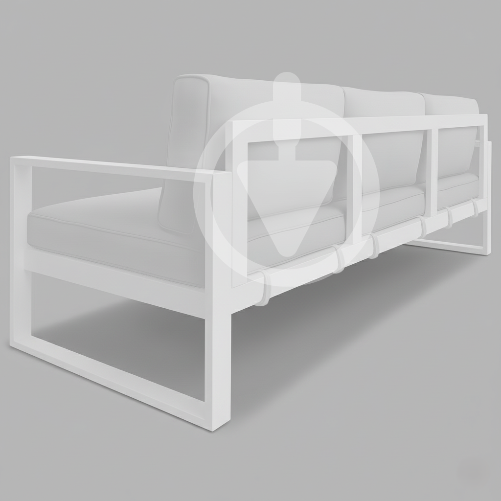 Диван металевий AVVS tech Бостон вуличний лофт з підлокітниками рогожка 250 см Білий/Білий (30067086) - фото 3