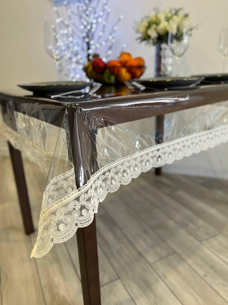 Скатертина з мереживом Рандеву силіконова прямокутна 160x260 см (1008M-p4) - фото 3 Скатертина з мереживом Рандеву силіконова прямокутна 160x260 см (1008M-p4) - фото 3