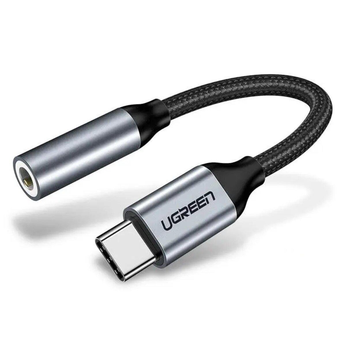 Переходник с UGREEN AV142 USB Type-C на 3,5 мм Female 10 см Gray (581097)