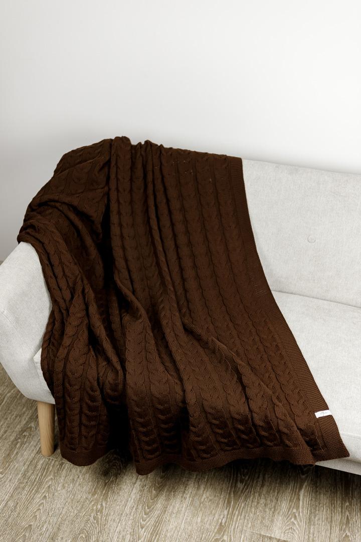 Плед Глория косы 190х220 см Шоколадный (017611) - фото 2 Плед Глория косы 190х220 см Шоколадный (017611) - фото 2