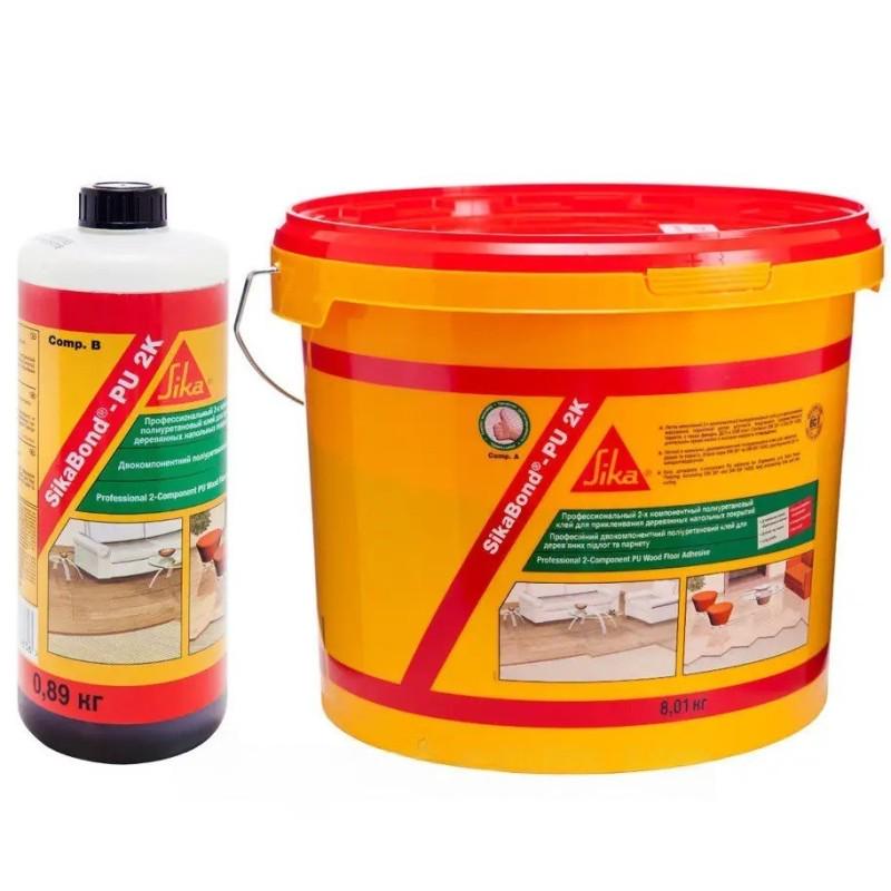 Клей двухкомпонентный полиуретановый SikaBond®-PU 2K A+B для приклеивания паркета 8,9 кг