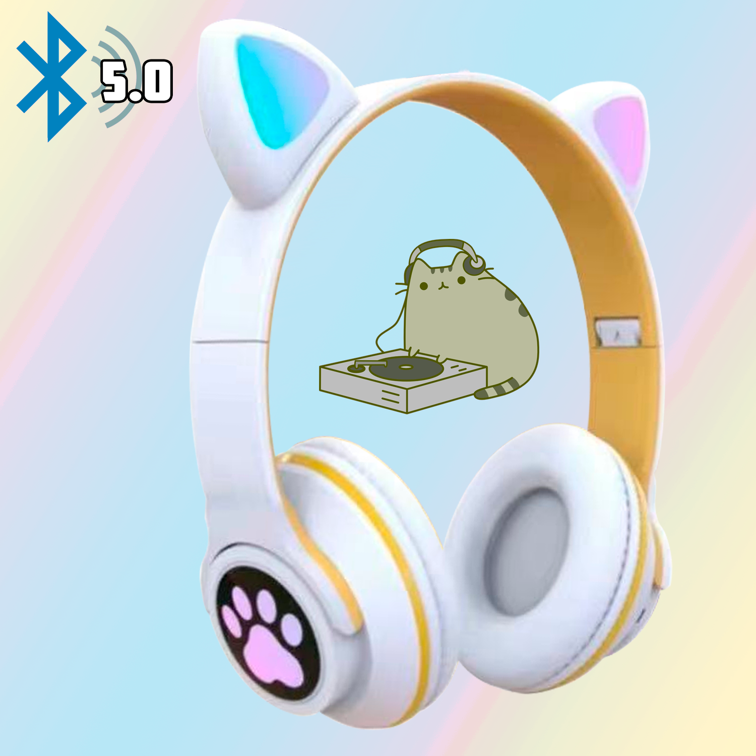 Детские наушники CatsEar ME-3 беспроводные с LED подсветкой MicroSD до 32 Гб White (696c62d2) - фото 4 Детские наушники CatsEar ME-3 беспроводные с LED подсветкой MicroSD до 32 Гб White (696c62d2) - фото 4