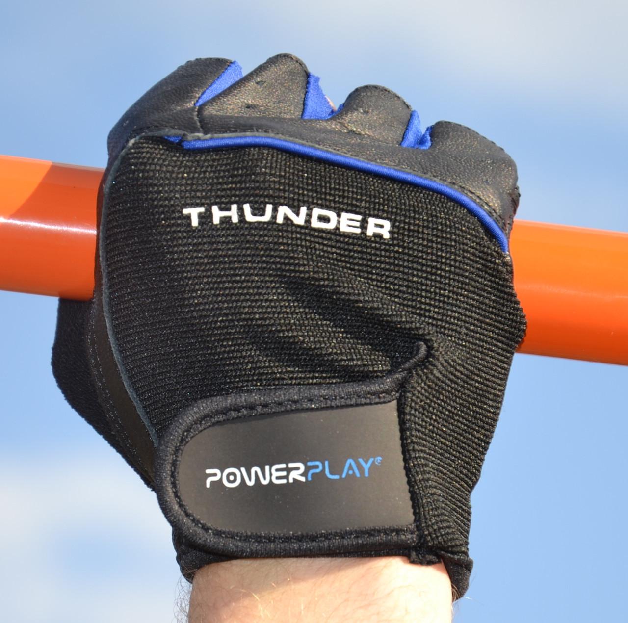 Перчатки для фитнеса PowerPlay 9058 Thunder L Черно-синий (A-012482) - фото 10 Перчатки для фитнеса PowerPlay 9058 Thunder L Черно-синий (A-012482) - фото 10