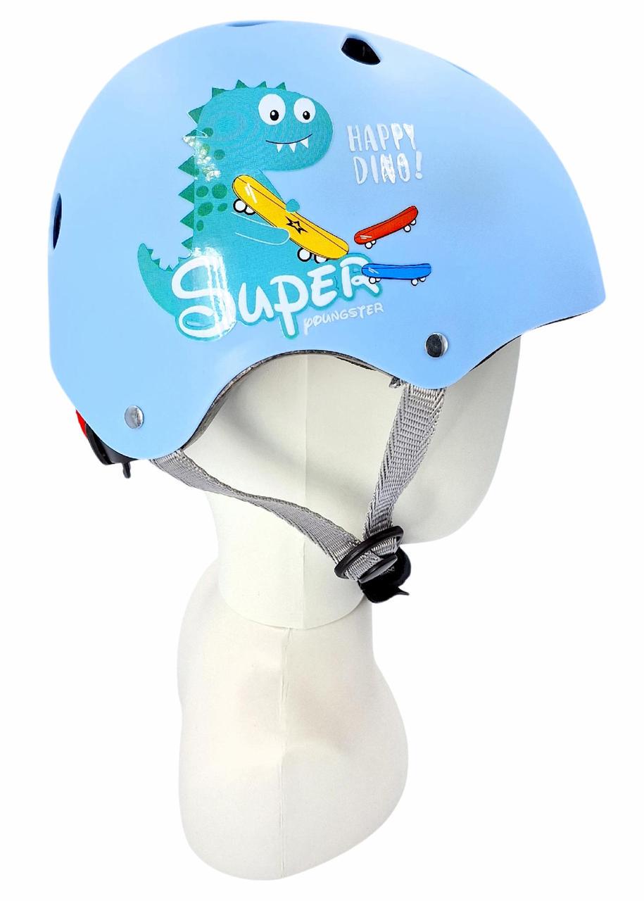 Комплект дитячий шолом та захист Yongkang GB24429-2009 S Динозавр р. 5-9 Блакитний (G0001137) - фото 2 Комплект дитячий шолом та захист Yongkang GB24429-2009 S Динозавр р. 5-9 Блакитний (G0001137) - фото 2