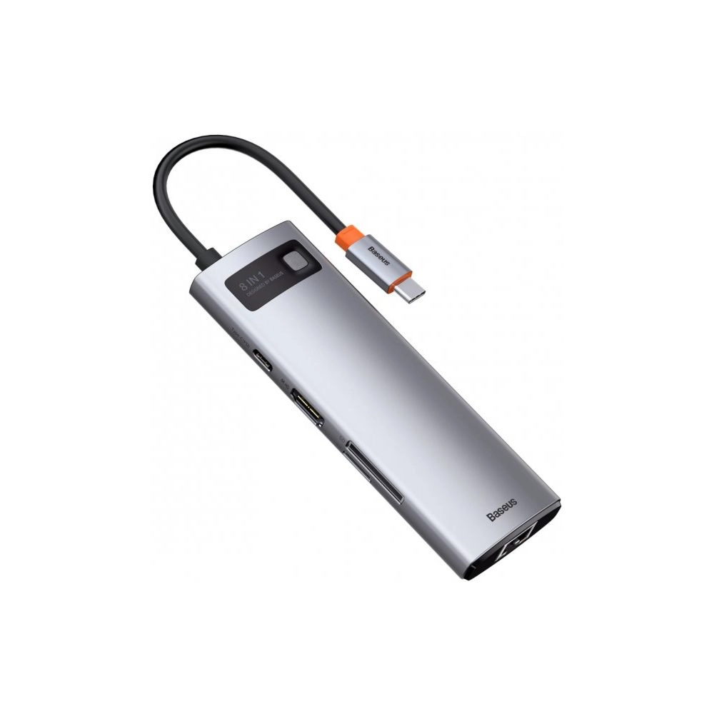 Хаб Baseus Metal Gleam Series 8в1Type-C Type-C to HDMIх1/USB3,0х3/PDх1/SD/TFх1/VGAх1 WKWG050013 Grey