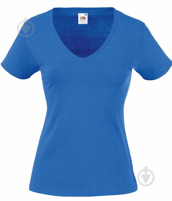 Футболка Fruit of the Loom Lady-fit V-neck S Ярко-синий (061398051S)