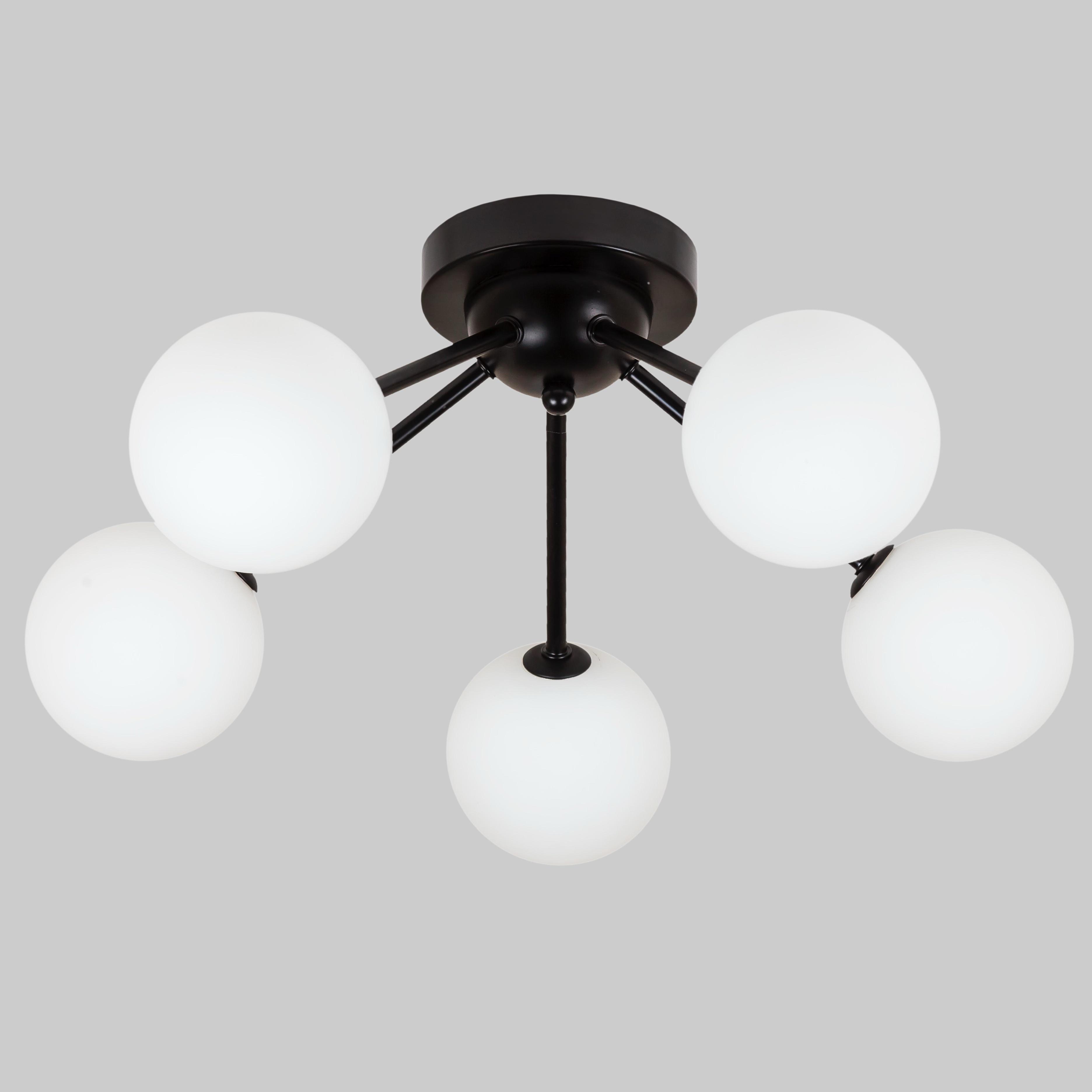 Люстра потолочная Five-Light на 5 ламп Черный/Белый (61-X1005F-5 BK+WH 120)