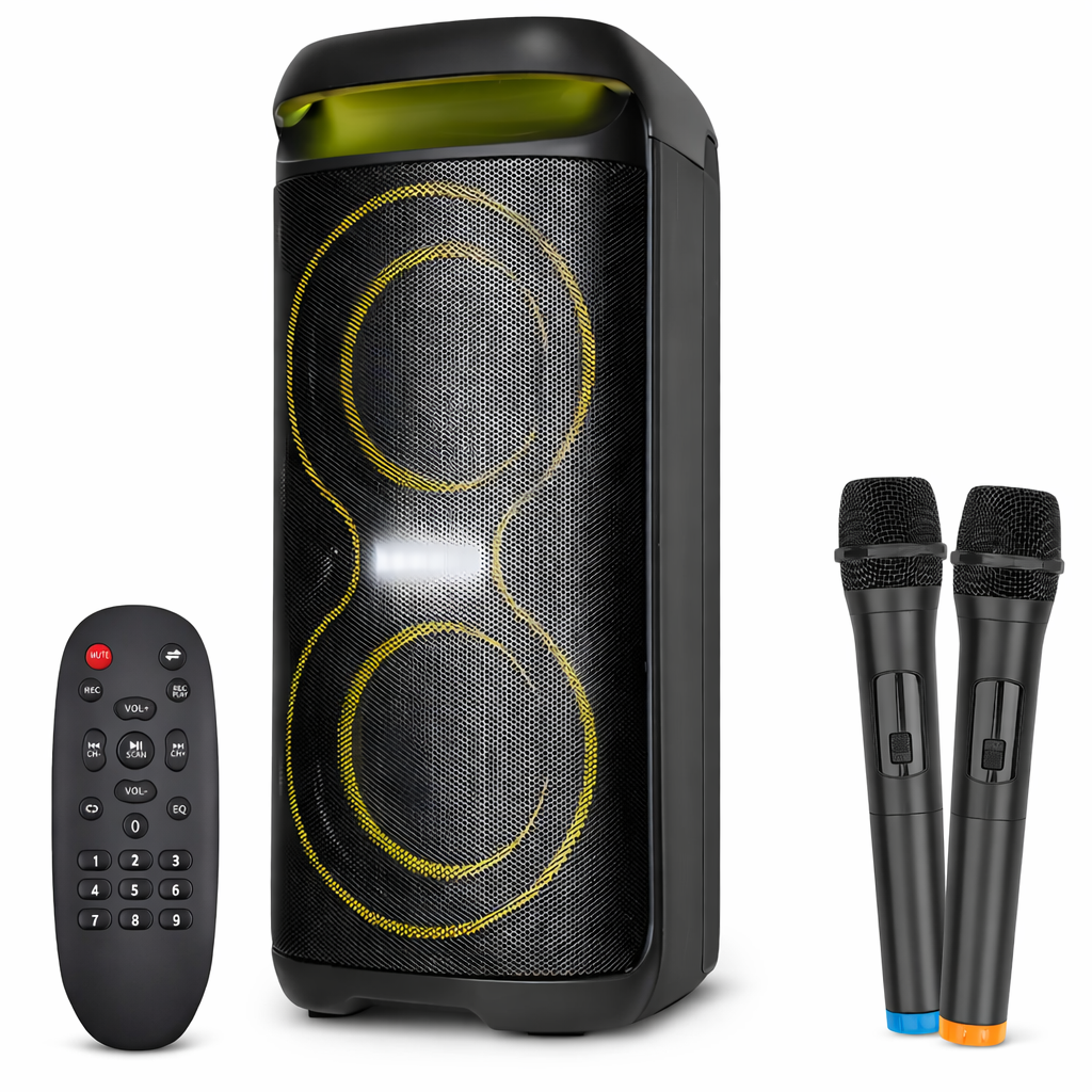 Колонка-караоке ZXX-5570 30 Вт 2х6" Bluetooth/USB/microSD/AUX/FM TWS RGB 2 микрофона (31793440)