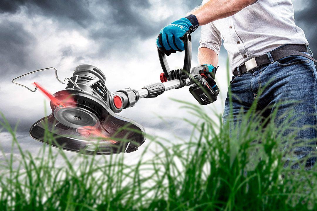 Триммер садовый аккумуляторный GRAPHITE 18В 25 см рукоятка 1,1-1,4 м 1,8 кг без АКБ и ЗУ (58G030) - фото 10