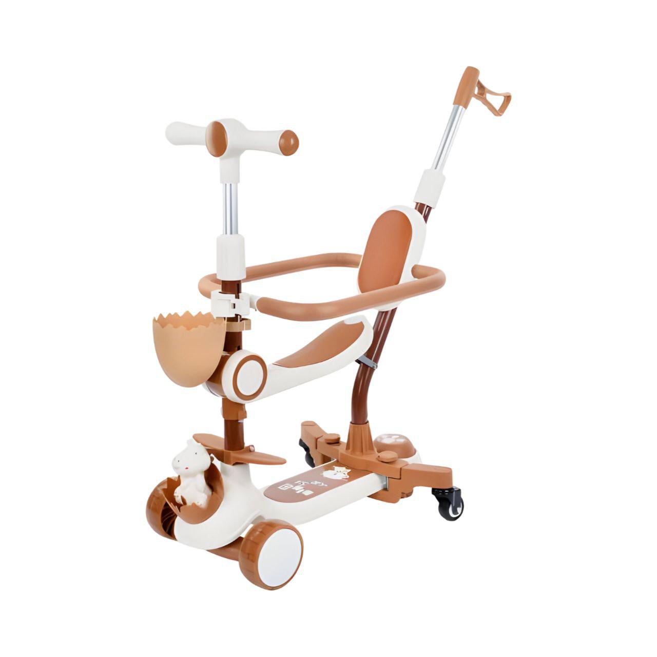 Самокат JR 3-085 5в1 сталь/пластик с музыкой и светом дополнительные колеса Коричневый (25113941)