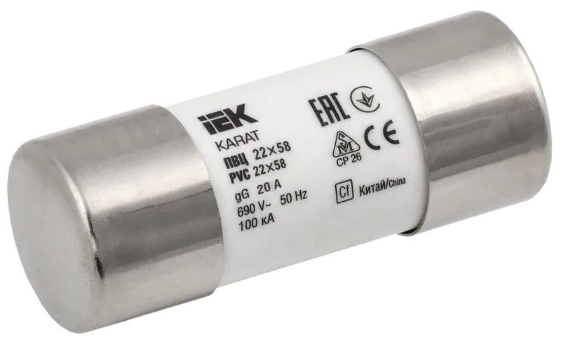 Запобіжник циліндричний плавкий УЕК KARAT 20А gG 22х58 мм (MFL30-020) Запобіжник циліндричний плавкий УЕК KARAT 20А gG 22х58 мм (MFL30-020)