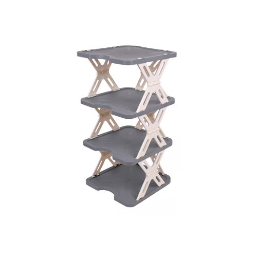 Полка для обуви Stenson на 4 яруса 27х27х70 см Grey/White (R97240)