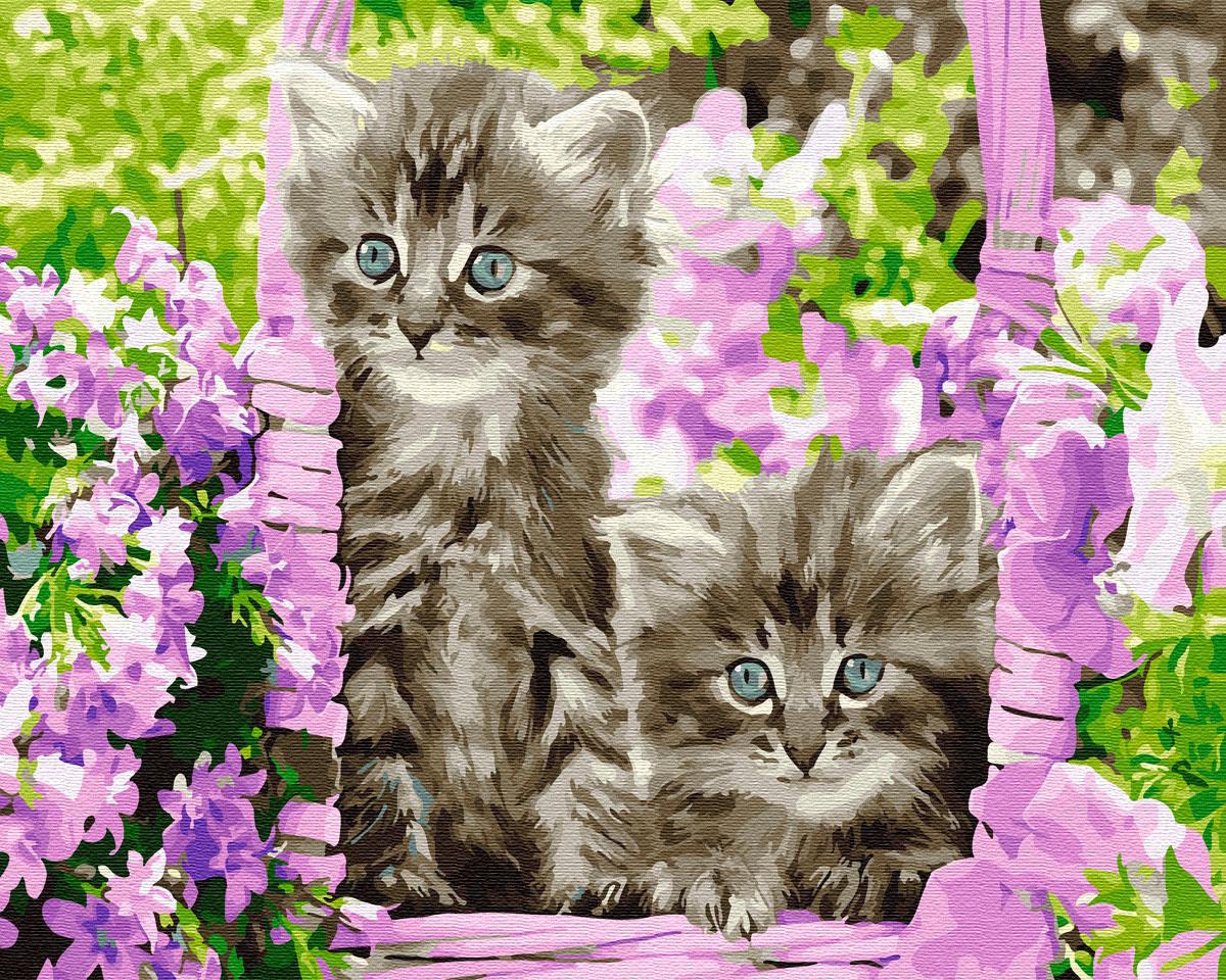 Картина за номерами Brushme Кошенята в кошику 40х50 см (skl-GX29109)