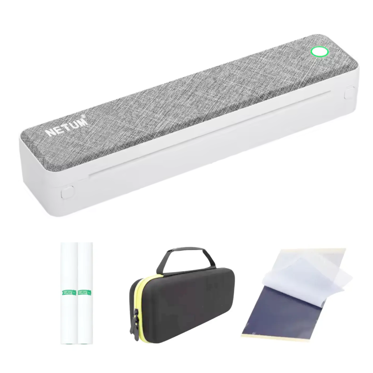 Термопринтер для друку документів та ескізів тату Netum LT-P10 Bluetooth 203 dpi A4 та чохол/2 рулони термо паперу/5 арк. паперу (32710208)