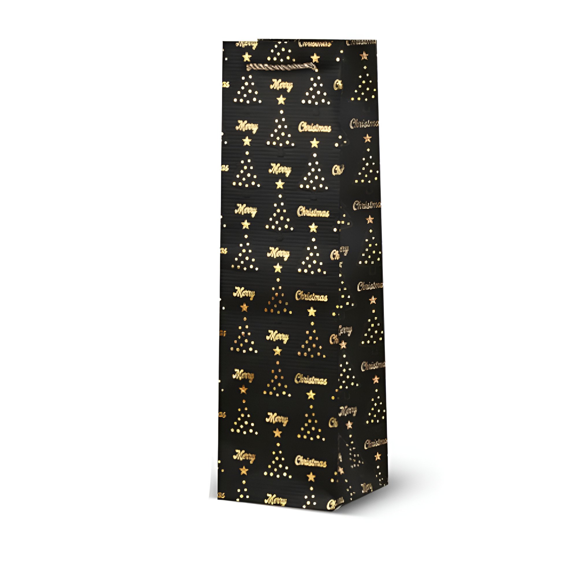 Подарочный пакет под бутылку Stenson Christmas tree с ручками 11х11х38 см Черный (R32995) - фото 1 Подарочный пакет под бутылку Stenson Christmas tree с ручками 11х11х38 см Черный (R32995) - фото 1