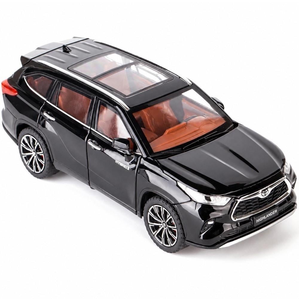 Игрушечная машинка металлическая Toyota Highlander Hybrid 1:24 инерционная модель свет/звук открывающиеся двери Черный (35046843)