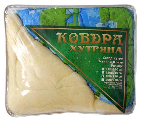 Одеяло евро из овечьей шерсти Лери Макс Зеленая абстракция