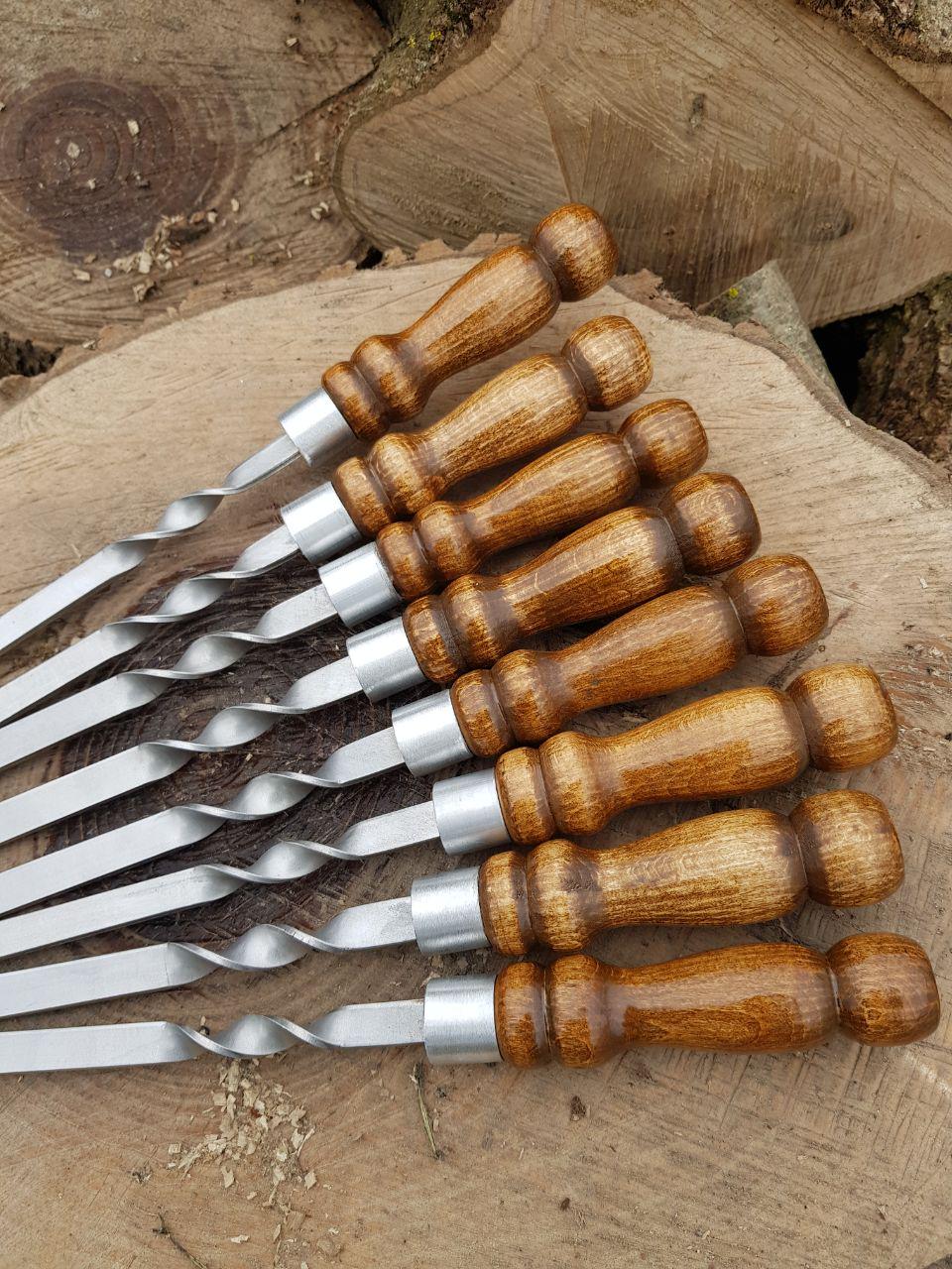 Шампури GrillKov преміум з дерев'яною ручкою 14 мм х 3 мм х 70 см 6 шт. (2181-5) - фото 3 Шампури GrillKov преміум з дерев'яною ручкою 14 мм х 3 мм х 70 см 6 шт. (2181-5) - фото 3