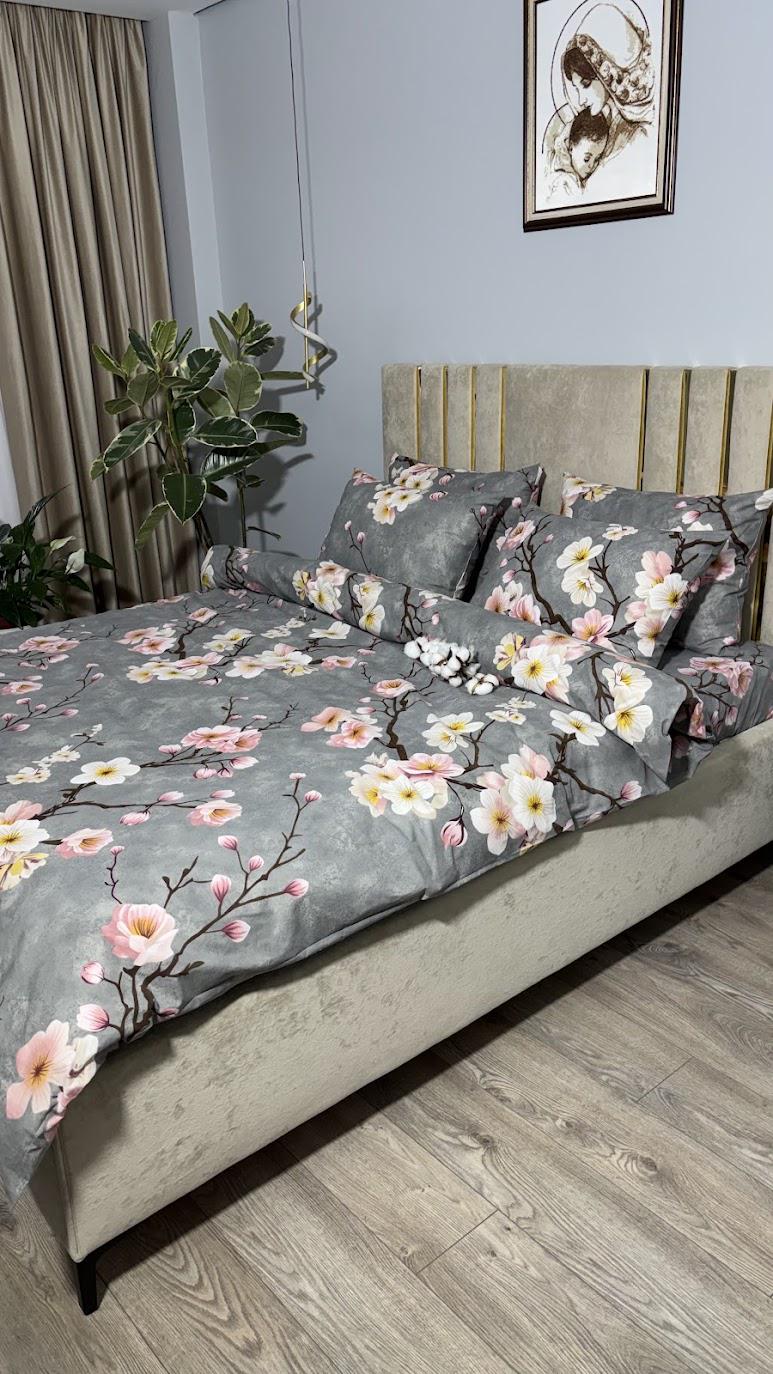 Комплект постільної білизни MG&Lviv Gold Lux Сакура бязь двохспальний 180x215 см (1192)