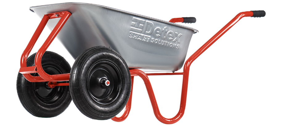 Тачка садово-строительная двухколесная DETEX D-22 с воздушными колесами 3,5х8 втулка пластик 100 л 230 кг (98-517-2)