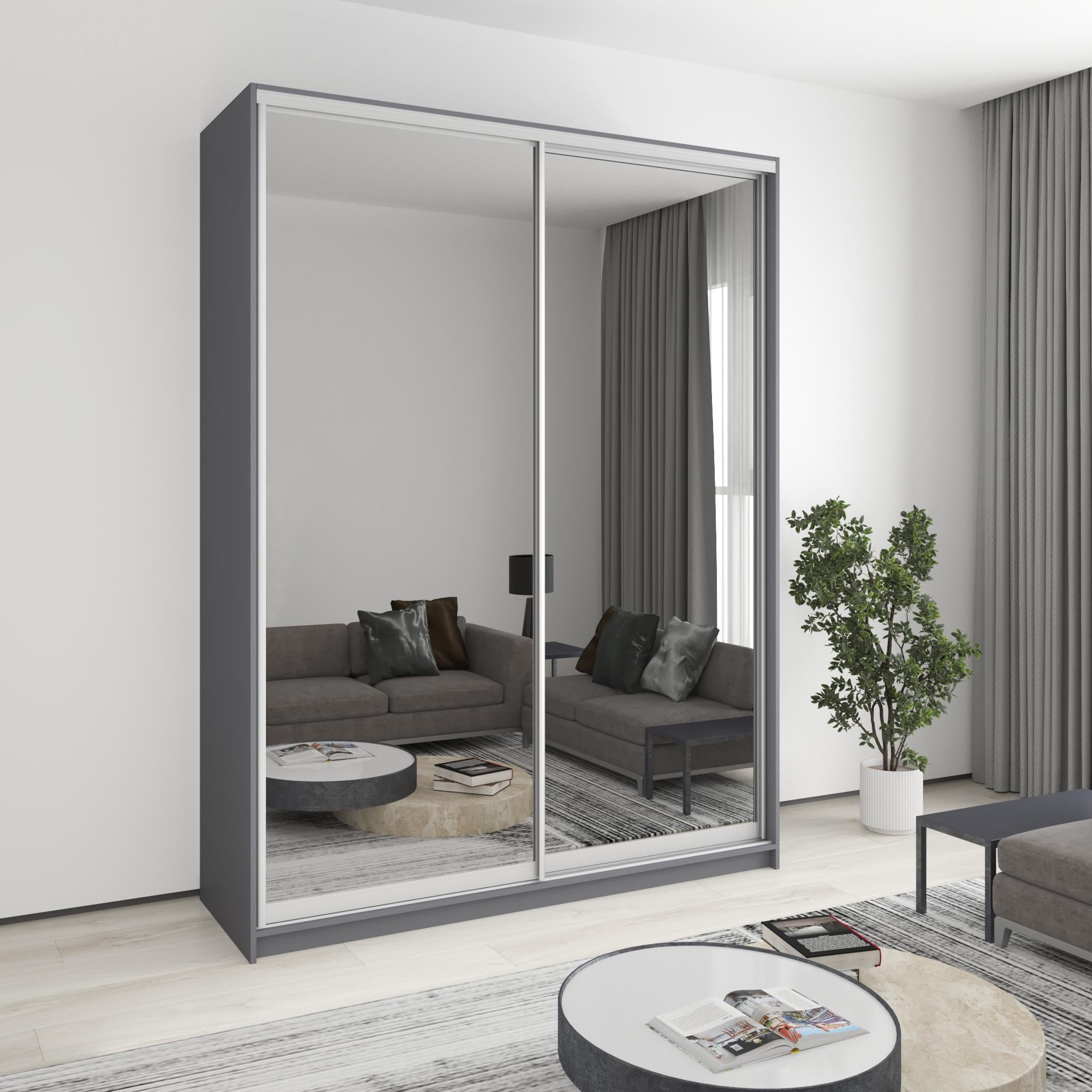 Шкаф-купе двухдверный MebelStar Уни AL 2 зеркала 180x45x240 см Антрацит (MBS-4006)