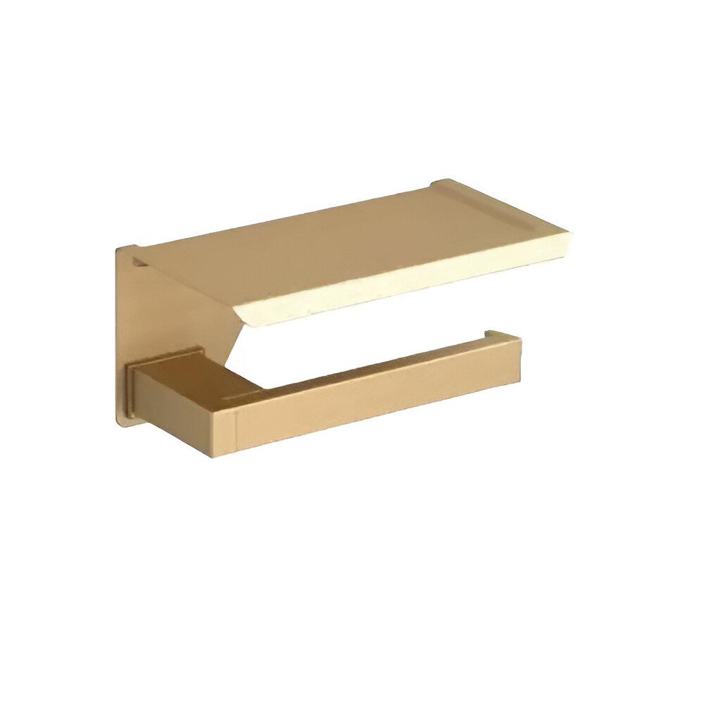 Держатель туалетной бумаги с полочкой SONIA S-Cube 149х79х105 мм Brushed Gold (182169)