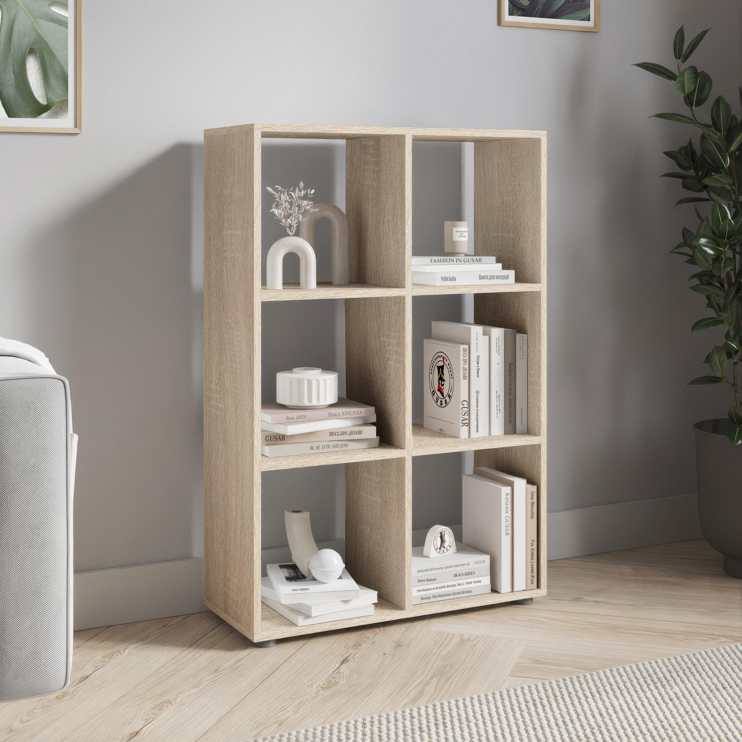 Стелаж для книг та декору на 6 комірок P-16 720x290x1078 мм Дуб Сонома - фото 1