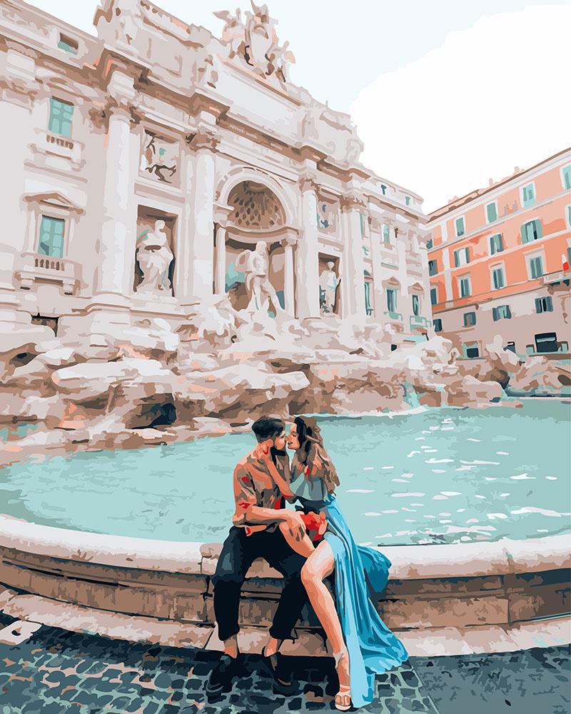 Картина по номерам Brushme Пара у фонтана 40х50 см (skl-GX25411-box)