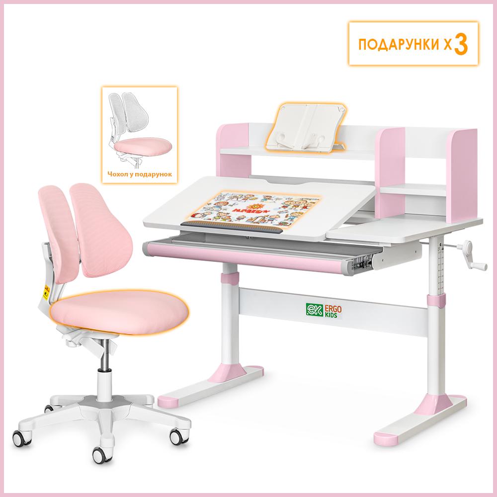 Парта детская школьная Ergokids TH-330 Pink с креслом Evo-kids Mio Lite KP TH-330 W/PN/Y-208 KP Розовый - фото 2