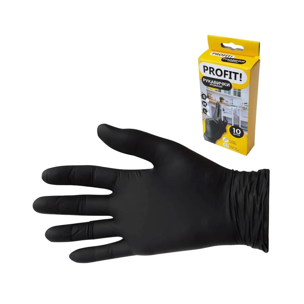 Перчатки нитриловые PROFIT М 10 штук Черный